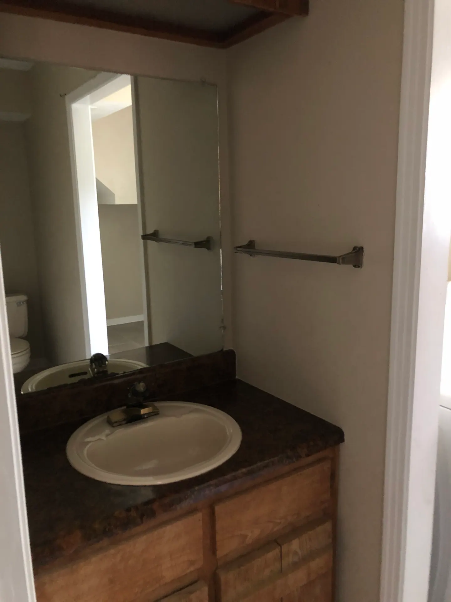 Half bathroom vanity and mirror